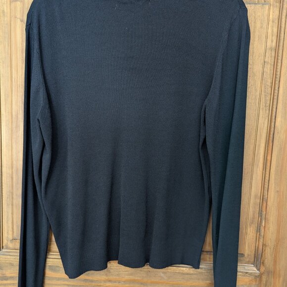 Laura Martin Women's Zip Front Long Sleeve Black Top. Size Large - Picture 2 of 3